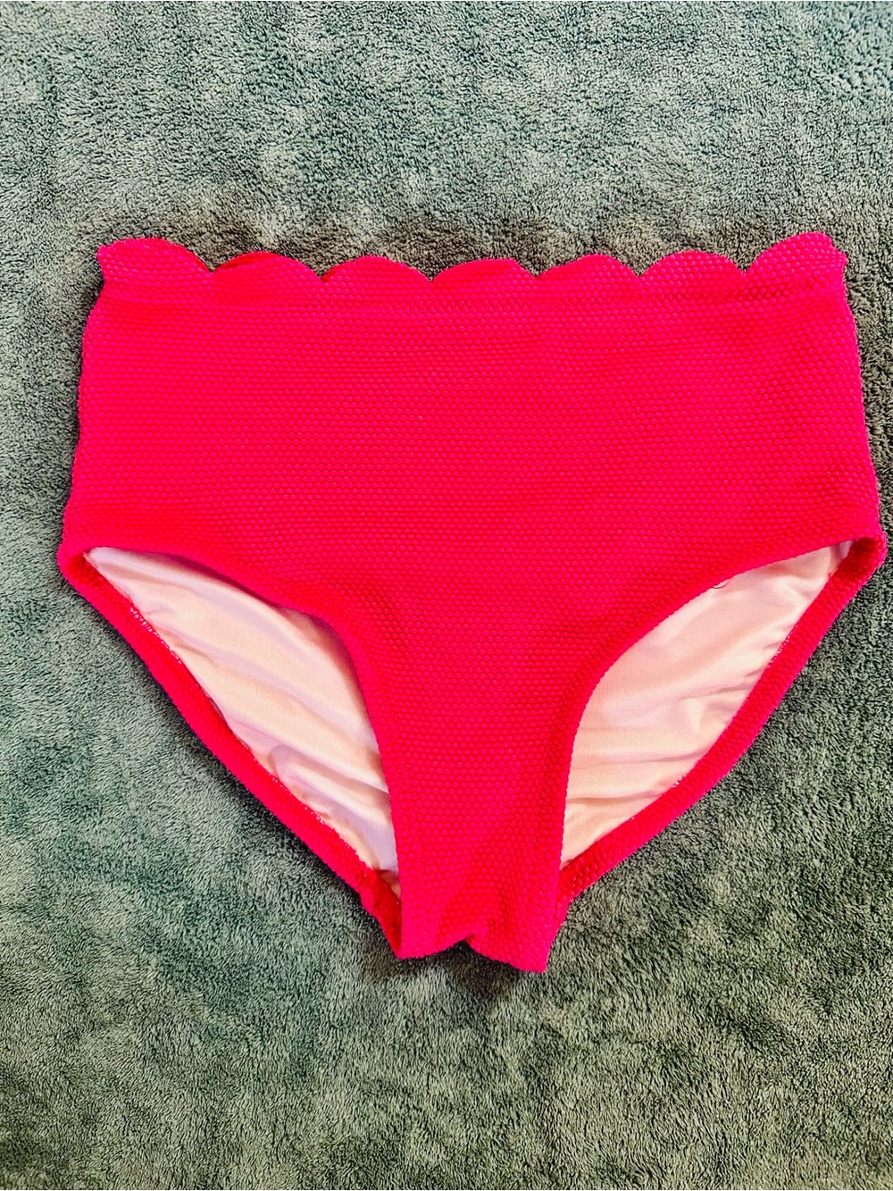 Old Navy Neon Pink Scalloped High Waist Bikini Bottoms Size Small